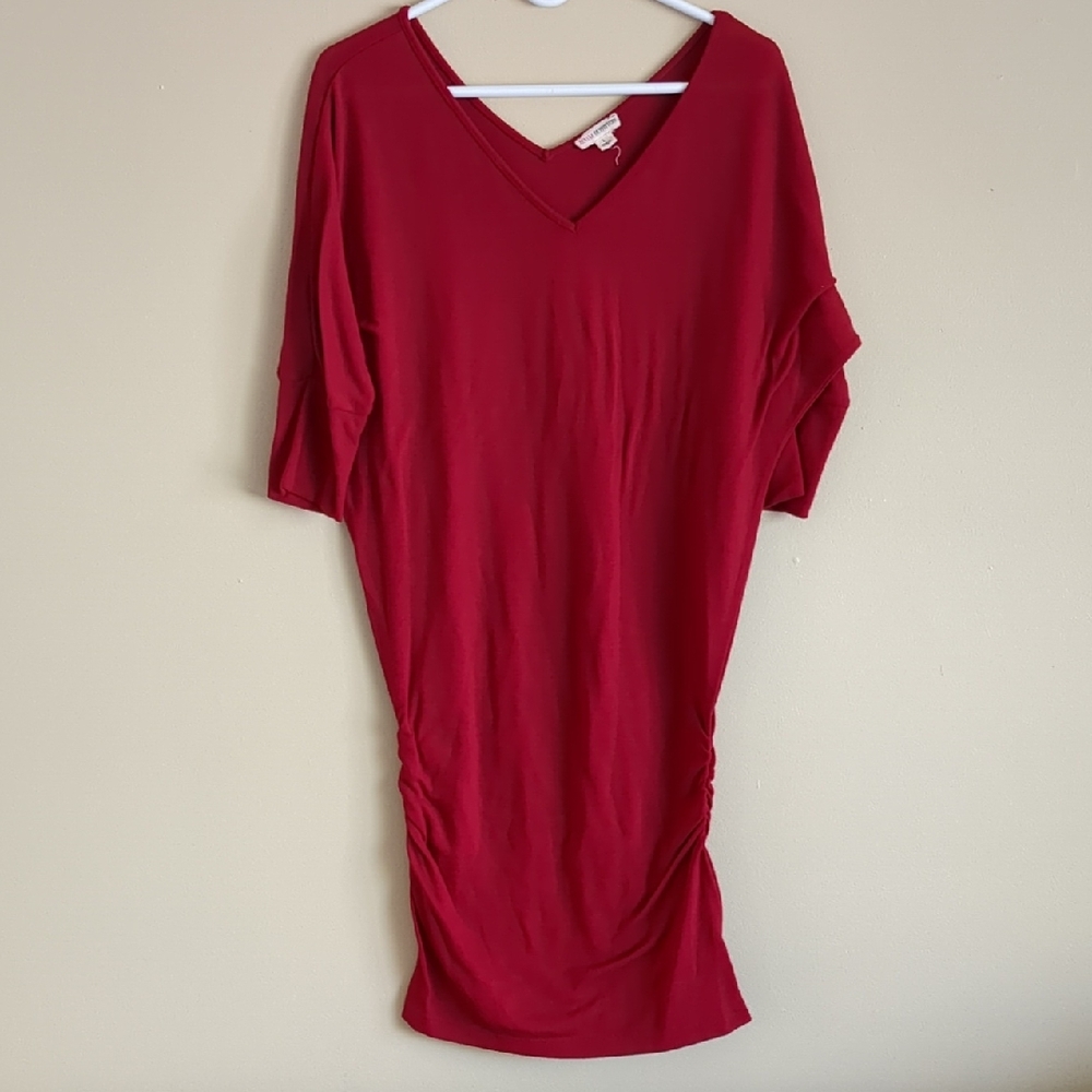 Solid Red Large Zenana Outfitters Ruched Dress